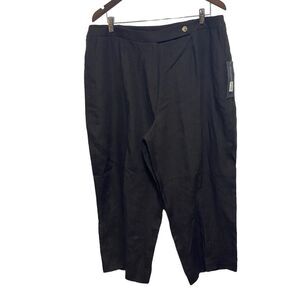 Jones New York Pants Womens 18W Brown Linen Wide Leg Cropped Lightweight New